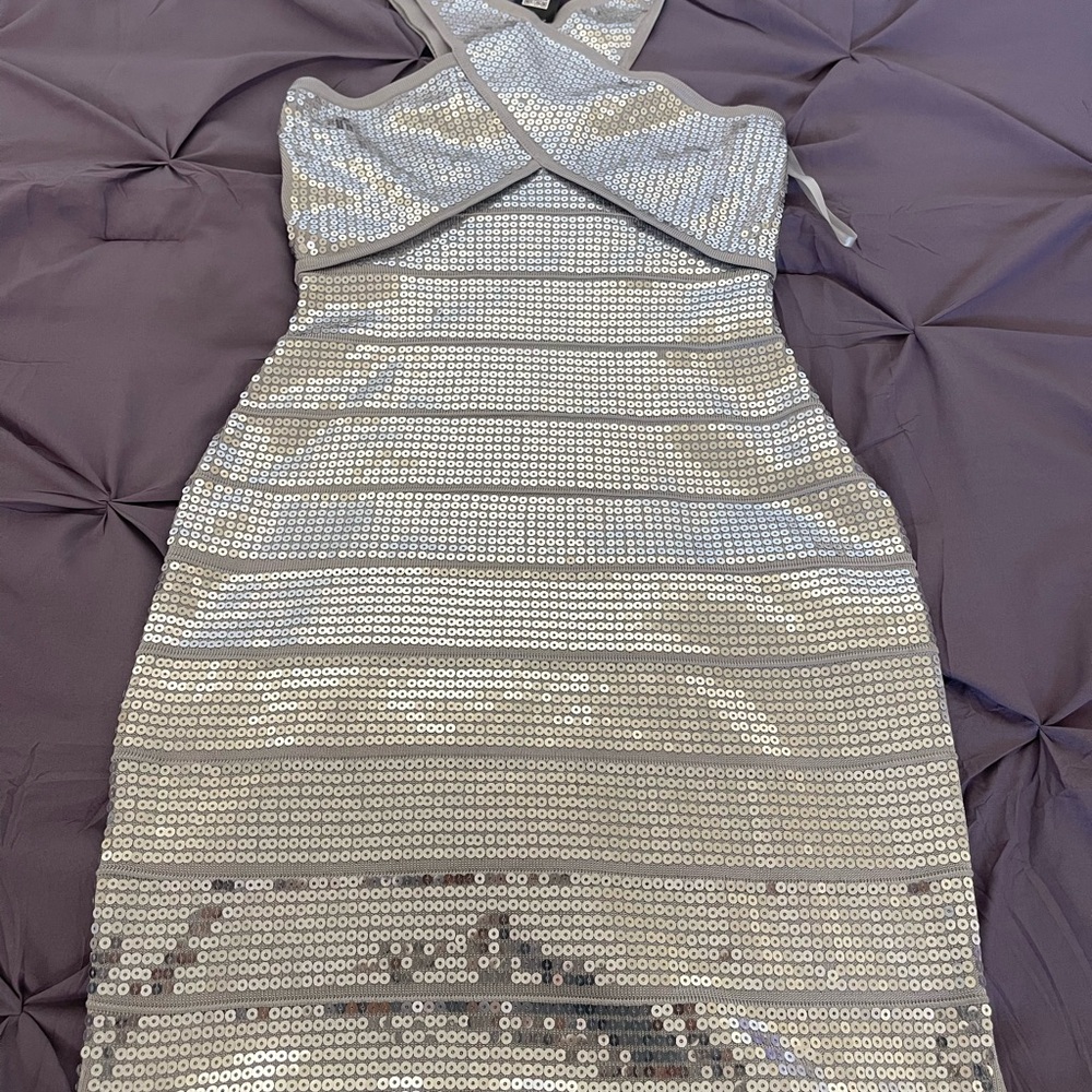 Elegant Silver Sequin Dress